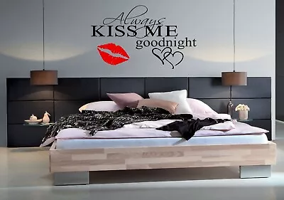 Always Kiss me goodnight quotes Wall Art stickers, Bed Room wall Murals Art Love - Image 1 of 4