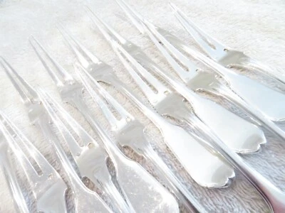 Mediados del siglo XX Francés 950 Plata 12 Horquillas Caracol Tetard Contours Cuerdos Foto 1 de 4