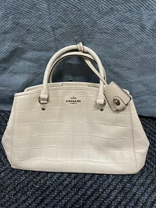 Coach Used Handbags Leather Beige F37097 A1680 Crocodile Print Good Condition - Picture 1 of 11