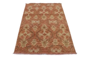 4X6 ft Hand-Knotted Wool Area Rug Rust Floral Style Modern Oriental Decor Carpet - Picture 1 of 15