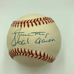 Willie Mays & Hank Aaron Signed Autographed National League Baseball JSA COA - Picture 1 of 6