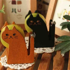 Funny Cute cat shape wooden tape Dispenser tape dispenser /tape cutter~ XF - Picture 1 of 13