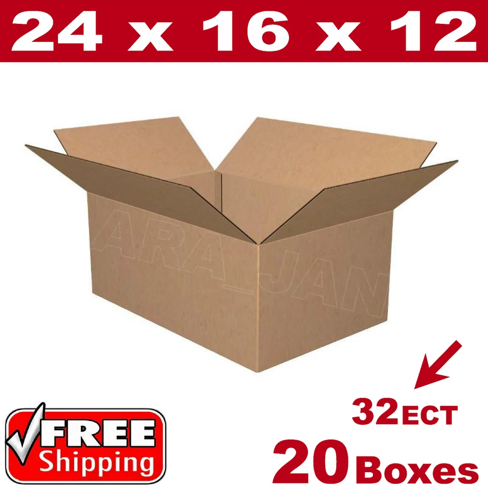 20 - 24x16x12 Cardboard Boxes Mailing Packing Shipping Box Corrugated Carton - Image 1 of 1