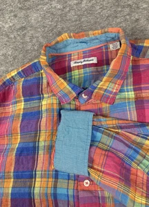 Camisa Tommy Bahama Para Hombres 2XL Lino Multicolor A Cuadros Puños Abatibles Fuerte Ligera - Imagen 1 de 6