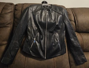 Adamo Damen 100% Lamm Lederjacke EU 42 Med/Lg Schwarz - Bild 1 von 24