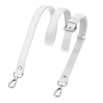 Correa de cuero genuino de 0,7" para bolso hebilla blanca plateada Foto 1 de 4
