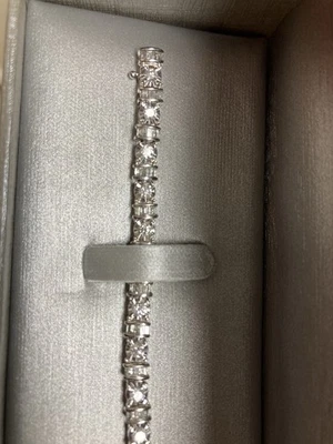 Pulseira de tênis de ouro branco 3 quilates diamante 7 polegadas - Imagem 1 de 4