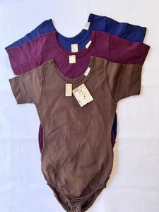 3 NWT Danskin Nylon Bodysuit Cap Sleeve Leotard Small Dance True Vintage New - Picture 1 of 10