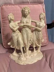 Vintage “The Three Graces" Muses Feminine Coquette Resin Statue Greek Italy 8” - Picture 1 of 10