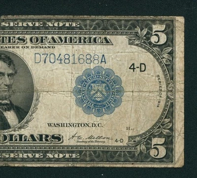 Billete de $5 de la Reserva Federal de 1914 ** SUBASTAS DIARIAS DE DIVISAS Foto 1 de 3
