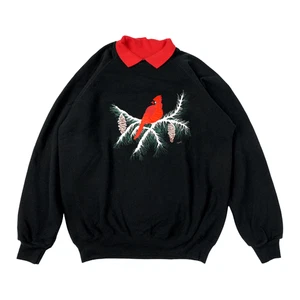 Vintage Cardinal Sweatshirt Damen XL schwarz 90er bestickt Winter Grafik Hanes - Bild 1 von 14