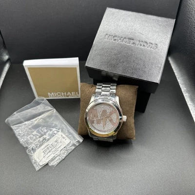 Michael Kors MK5544 Runway Silver Crystal Pave Stainless Steel Watch New Battery - Image 1 of 4