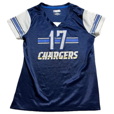 Los Angeles Chargers Phillip Rivers 17 Navy Blue ~ Iridescent Sparkles Womens L - Image 1 of 4