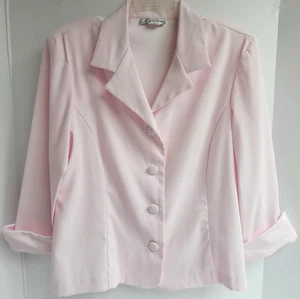 Dressbarn Blazer Damen groß rosa Knopfleiste Revers Stretch 3/4 Länge USA - Bild 1 von 5
