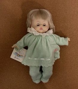 1988 Effanbee Baby to Love Puppe Knopf Nase Strick Outfit grün FB 8159 NEU - Bild 1 von 14
