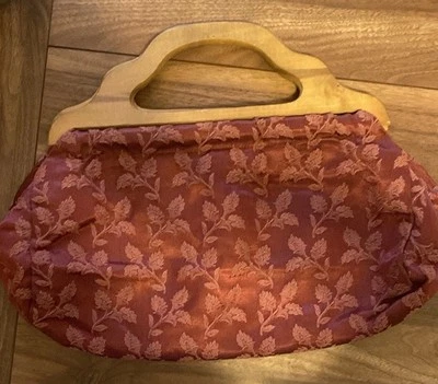 Handmade Granny Bag With Wood Handles - Image 1 of 4