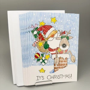 Paper Magic Group Set of 8 Colorable Christmas Cards Santa Reindeer Chimney - Picture 1 of 5