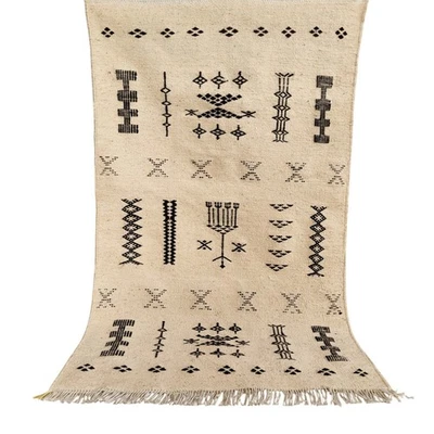 99$ Vintage Berber Wool Rug Handwoven Rug Boujaad Rug Kilim Rug Tribal Carpet - Image 1 of 4