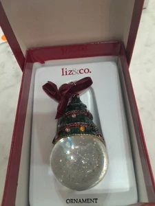 Liz & Co Christmas Ornament Glass Bottom With Tree Top Nice Preowned Condition  - Picture 1 of 7