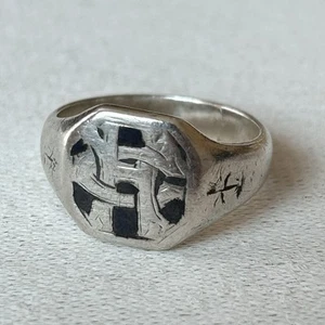 Vintage Gents Tested Sterling Silver Retro Signet Ring Size Q 1/2 - Picture 1 of 10