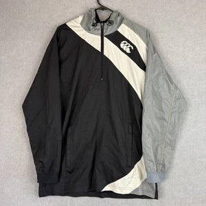 Vintage Caterbury Jacket Mens Small Black White Grey Quarter Zip Windbreaker Y2K - Picture 1 of 8