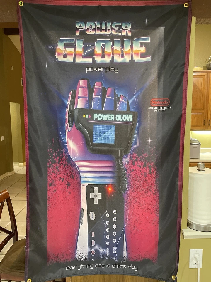 Nintendo NES POWER GLOVE 5' Flag Poster Banner 1989 - Image 1 of 3
