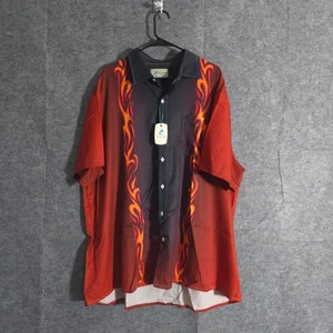 Royaura Hawaiihemd Herren Gr. 4XL rot schwarz Flammenmuster Urlaub kurzarm - Bild 1 von 10