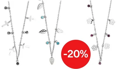 Collana Donna Boccadamo Girocollo Acciaio con Cristalli Croci Fiori Foglie - Immagine 1 di 2