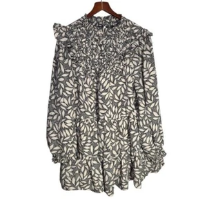 By Anthropologie Long-Sleeve Printed Smocked Mini Dress Size 3x - Picture 1 of 11