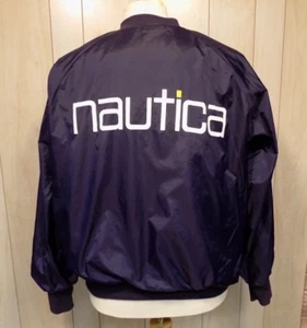 Nautica Men's Lined Windbreaker One Size 52 x 27 Blue Zip Front Spell Out - Picture 1 of 5