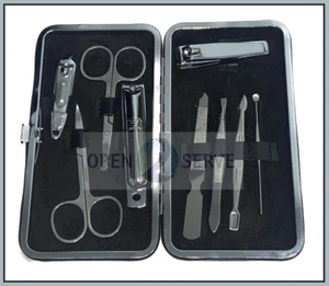 9 Piece Manicure Pedicure Nail Clippers Care Set Cutter Kit Travel Case - Picture 1 of 3