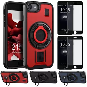 For iPhone SE 2022/SE 2020 Ring Stand Case Shockproof Cover / Screen Protector - Picture 1 of 33