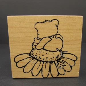 Mouse Sitting On Sunflower Hug Ladybug Great Impressions Rubber Stamp E416 - Picture 1 of 4