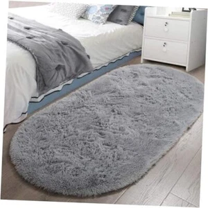 Fluffy Bedroom Rug Shaggy Area Rug for Bedroom Bedside, Soft 3.3' x 6.2' Grey - Picture 1 of 5