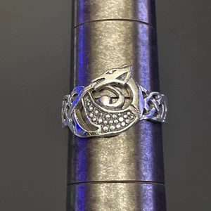 Anillo Monstruo Lago Ness Serpiente Dragón Nudo Celta Plata de Ley 925 - Talla 8 - - Imagen 1 de 5