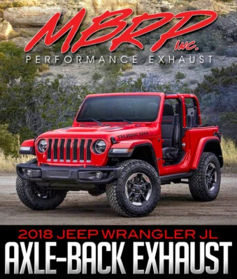 2018 2019 Jeep Wrangler JL 3.6 MBRP Axle Back Exhaust 2.5 Inch Black S5529BLK  - Image 1 of 2