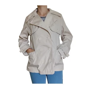 M/L Size Rare Vintage Burberry London Women Trench Coat Nova Check White Jacket - Picture 1 of 15
