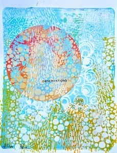 "Beobachtungen" Moderne Mischtechnik Abstrakte Kunst Malerei auf Papier 8,5" x 12" - Bild 1 von 8