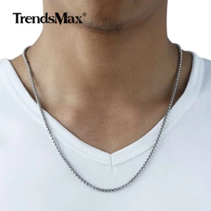 3mm Mens Womens Silver Stainless Steel Round Box Link Chain Necklace 18-28inch - Picture 1 of 10