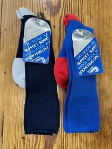 Vintage Ridgeview Ski Socks Men's Worsted Wool Stretch Nylon Shoe Size 6-10 Blue - Picture 1 of 7