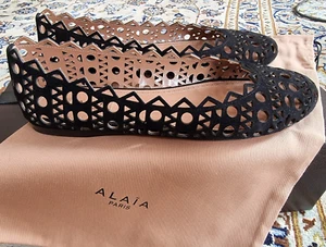 New ALAIA black Laser-cut suede ballet flats Size 37 UK4 US7 - Picture 1 of 21