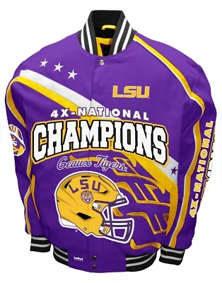 LSU Tigers NCAA 4 Time National Championship Twill Jacket - Image 1 of 4