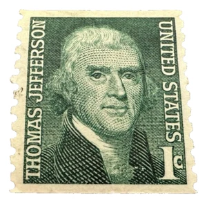 Thomas Jefferson 1 Cent antike Briefmarke - grün selten Vintage  - Bild 1 von 5