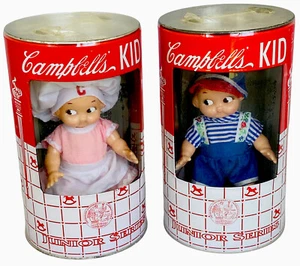 Vintage Campbell's Soup Campbell's Kid Junior Series Dolls /tin Bank SEALED 1998 - Picture 1 of 7