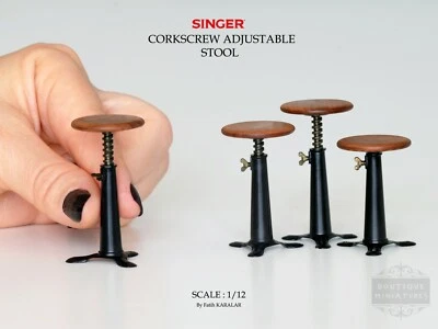 1:12 Miniature Corkscrew Stool adjustable dollhouse room kitchen bar furniture  - Image 1 of 4