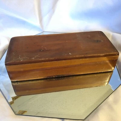 Antique Wooden Box with Metal Hinge Lid Rustic Primitive Distressed - 10.5" - Image 1 of 4