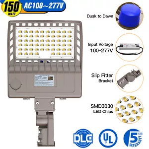 Dusk To Dawn 150W LED Shoebox Light Outdoor Parking Lot Street Area Stadium Lamp - Picture 1 of 12