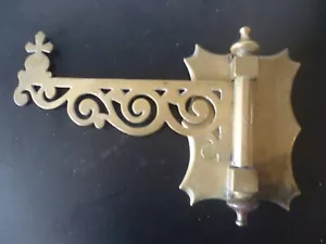 Antique French Ornate Heavy Cast Brass Fireplace Crane Hook / Trammel Hanger - Picture 1 of 24