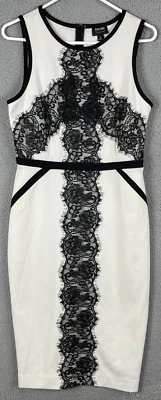 Nicole Miller Polar Bear Black tank dress women medium lace sleeveless zip slit - Image 1 of 4