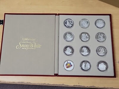 Snow White-50th Anniversary Set of 11 .999 Silver 1/2 OZ Coin Orig Box Book - Image 1 of 4